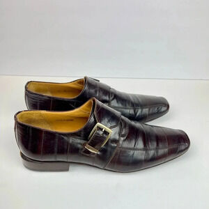 Men's Aventura Brown Leather Crocodile Lace-Up Oxford Dress Shoes 8M